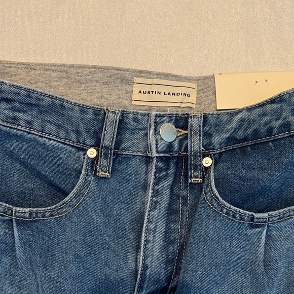 Austin Landing Women Blue Denim and Gray Sweats Flare Jeans NWT - Picture 2 of 12